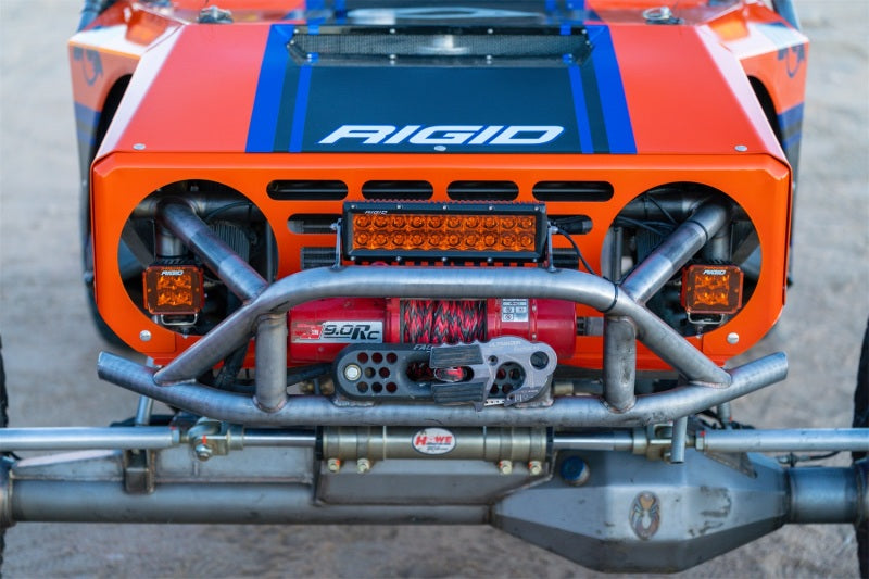 Rigid Industries Protective Polycarbonate Cover - Dually/D2 - Yellow on offroad vehicle with lighting accessories