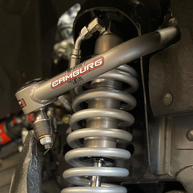 Camburg Ford Bronco 21-23 1.25in Performance Uniball Upper Arms (w/Covers) installed on offroad truck suspension