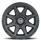 ICON Rebound 18x9 6x5.5 25mm Offset 6in BS 95.1mm Bore Double Black Wheel for offroad performance upgrades.