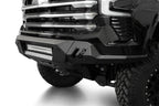 Addictive Desert Designs2022+ Chevrolet Silverado 1500 Black Label Front Bumper with LED light bar and off road parts.