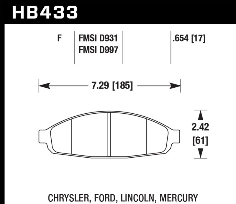 Hawk 03-11 Ford Crown Victoria HPS 5.0 Front Brake Pads Secondary image