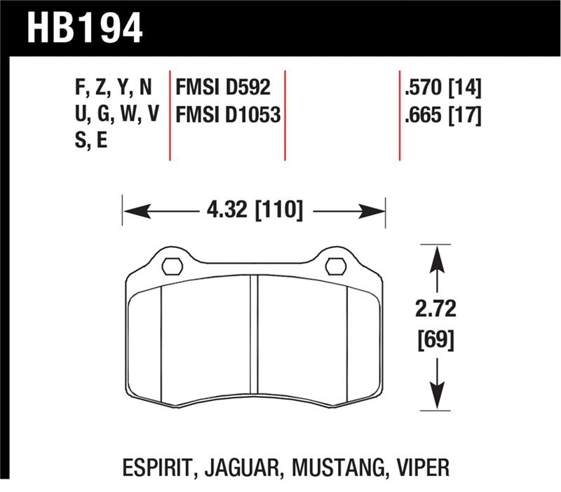 Hawk 2010 Camaro SS Performance Ceramic Street Rear Brake Pads