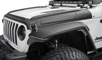 Bushwacker 07-18 Jeep Wrangler JK/JKU Trail Armor Hood Armor (3pc Set) - Tex. Black on white Jeep Gladiator.