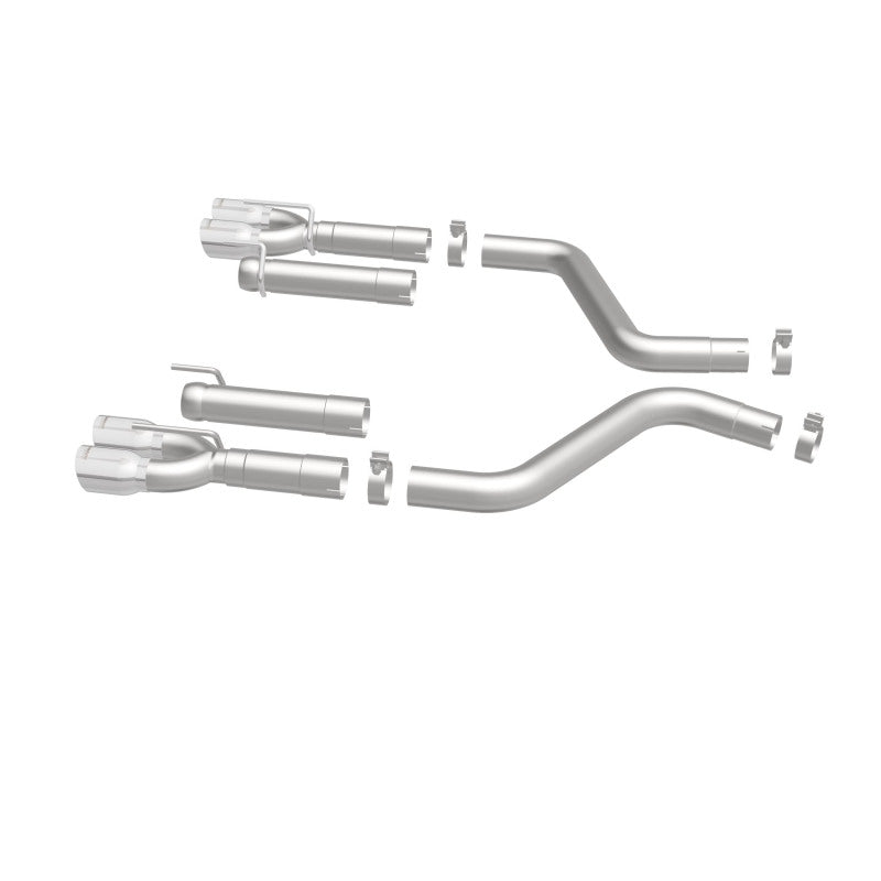 MagnaFlow Axle-Back, SS, 3in, Quad Split Rear 3.5 Tips 2015 Dodge Challenger incl SRT Hellcat exhaust system components