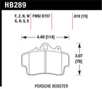 Hawk Porsche HPS Street Front Brake Pads dimensions diagram