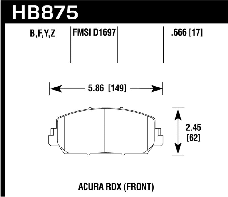 Hawk 14-17 Acura RDX/RLX HPS Street Front Brake Pads Secondary image