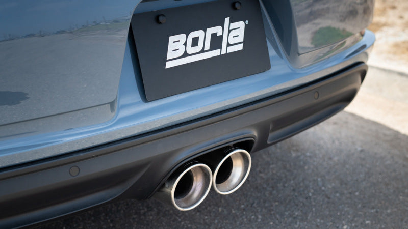Borla 17-22 Porsche Cayman/Boxster 718 2.0L 4 Cyl. AT/MT RWD 2DR 2.25in S-Type Exhaust rear view with dual tips