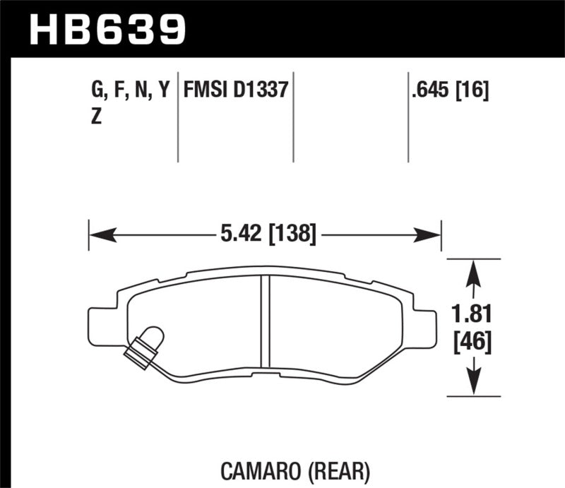 Hawk 2008-14 Cadillac CTS / 10-15 Chevy Camaro HPS 5.0 Rear Brake Pads Secondary image