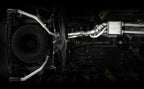 Magnaflow 2024 Ford Ranger Raptor Cat-Back Exhaust System view undercarriage with performance offroad parts.