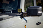 DV8 Offroad 2021 Ford Bronco A Pillar Dual Light Pod Drop Mounts with offroad lighting