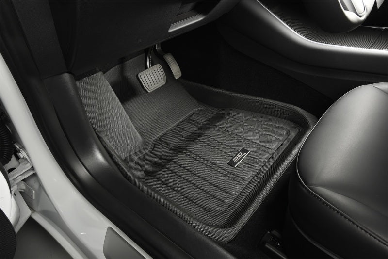 3D MAXpider 21-22 Tesla Model Y 7-Seat Elitect Black R1 R2 R3 floor liner installed in vehicle