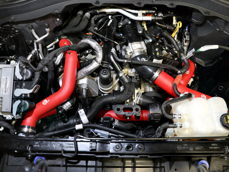 aFe 20-23 Ford Explorer ST V6 3.0L (tt) BladeRunner Aluminum Hot and Cold Charge Pipe Kit - Red Secondary image