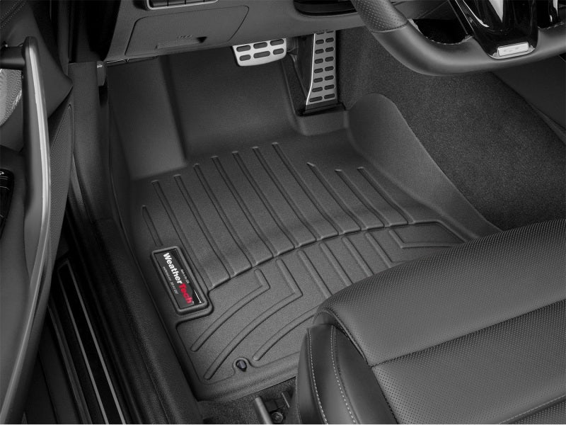 WeatherTech 2018+ Kia Stinger Front FloorLiner - Black installed in vehicle