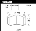 Hawk 07-08 Acura TL Type S DTC-60 Race Front Brake Pads dimensions