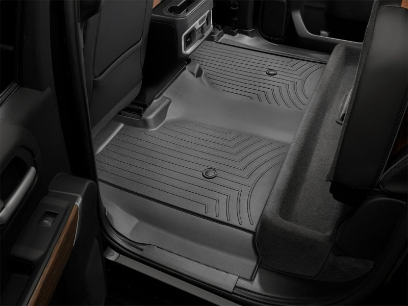 WeatherTech 19-23 Chevrolet Silverado 1500 Crew Cab (1st Row Bucket Seats) Rear FloorLiner - Black in vehicle interior