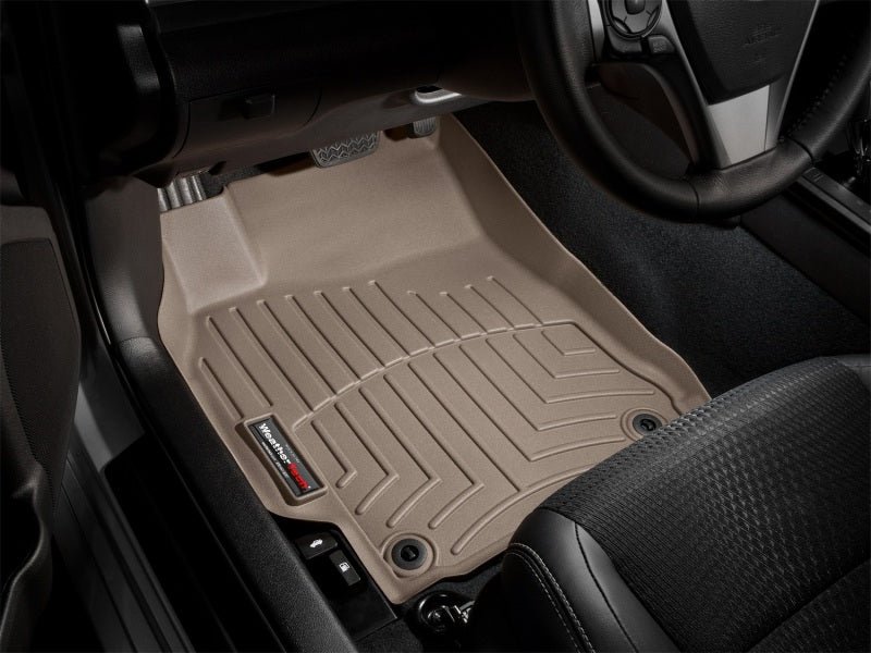 WeatherTech 14+ Chevrolet Silverado/GMC Sierra Crew and Double Cab Front FloorLiners - Tan in vehicle interior