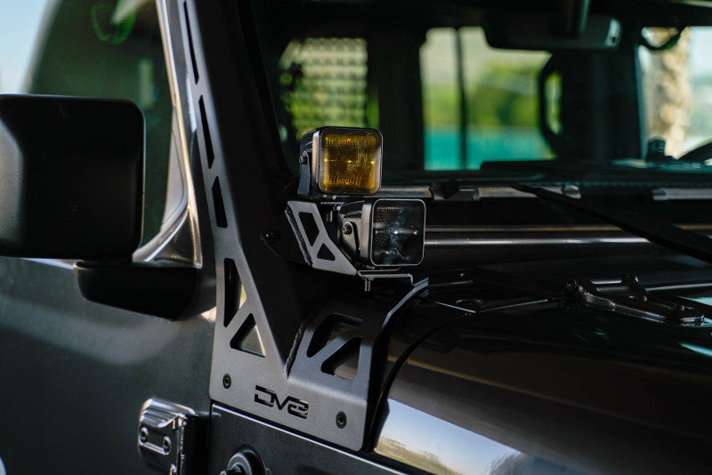 DV8 Offroad 2018+ Jeep Wrangler JLO A Pillar Dual Light Pod Mounts with lights