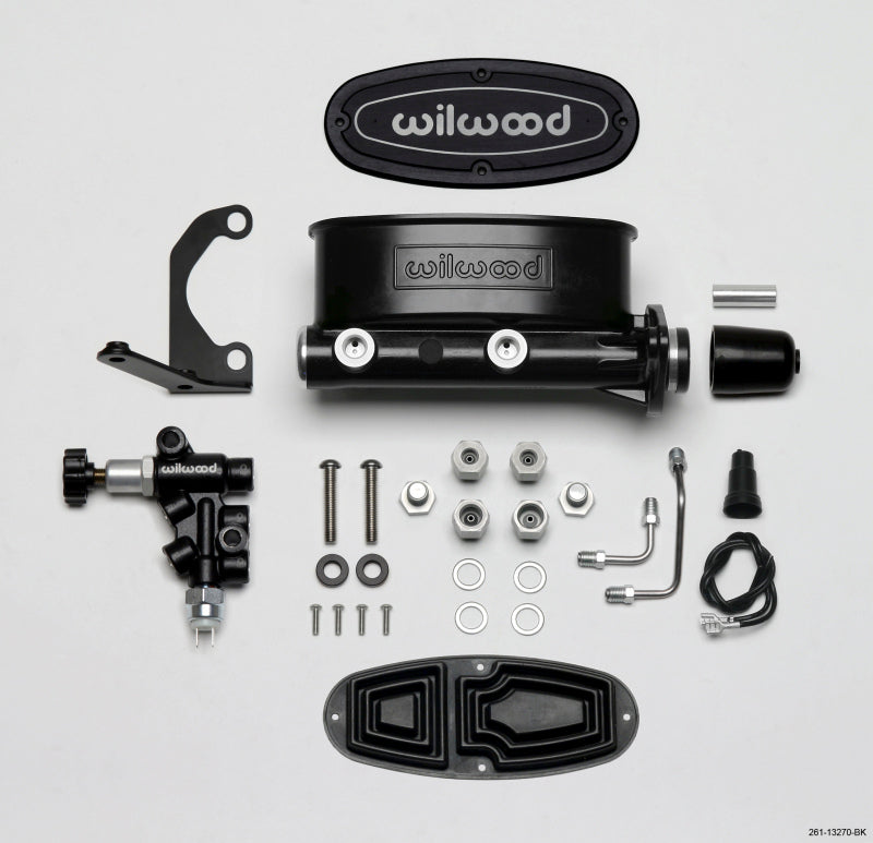 Wilwood HV Tandem M/C Kit w L/H Bracket & Prop Valve - 1 1/8in Bore Black Secondary image