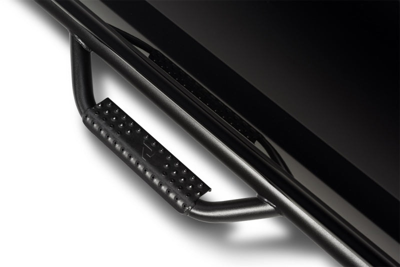 N-Fab Nerf Step 15-17 Ford F-150 SuperCrew - Tex. Black - Cab Length - 3in. close-up view, ideal for offroad truck modifications.