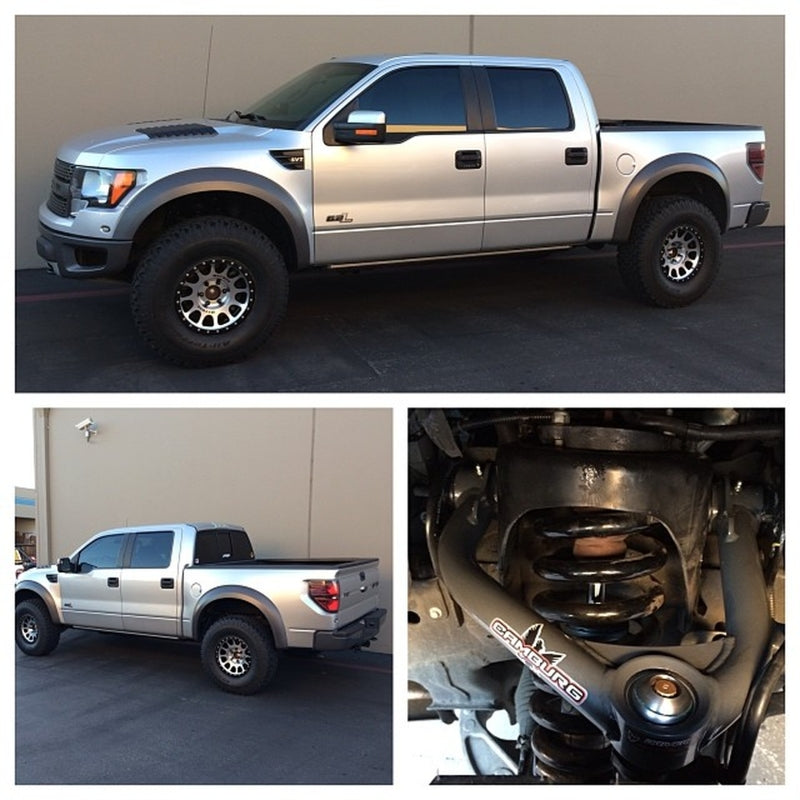 Camburg Ford Raptor 10-14 1.25in Performance Uniball Upper Arms installed on a lifted truck for off road performance.