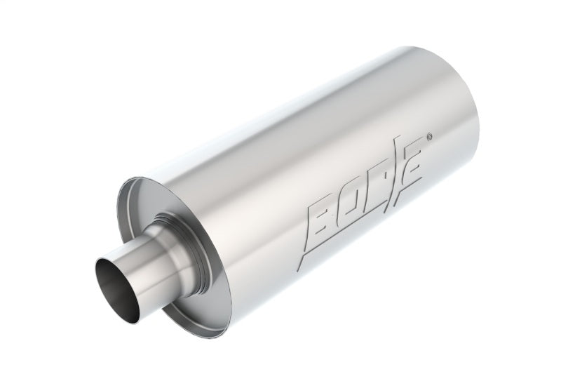 Borla Universal Performance 2.5in Inlet/Outlet Stainless Racing Muffler for offroad performance upgrades and Jeep Wrangler accessories.