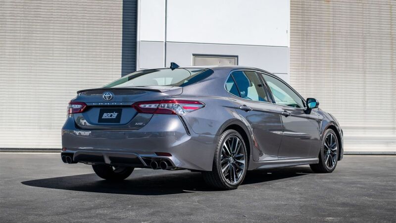 Borla 18-22 Toyota Camry XSE 2.5L i4 AT/MT FWD / 4DR S-TYPE Cat Back Exhaust (Black Chrome) on gray Toyota Camry