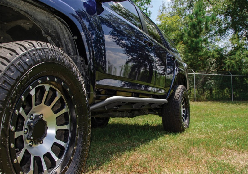 N-Fab Trail Slider Steps 19-20 Ford Ranger Crew Cab All Beds - SRW - Textured Black and offroad wheels