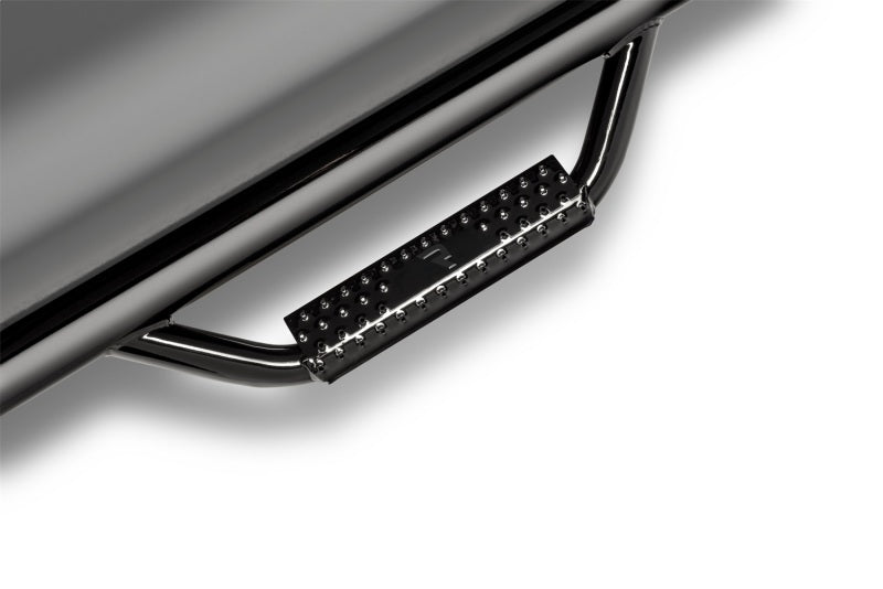 N-Fab Nerf Step 16-17 Toyota Tacoma Double Cab - Gloss Black - Cab Length - 2in. close-up of hoop step design