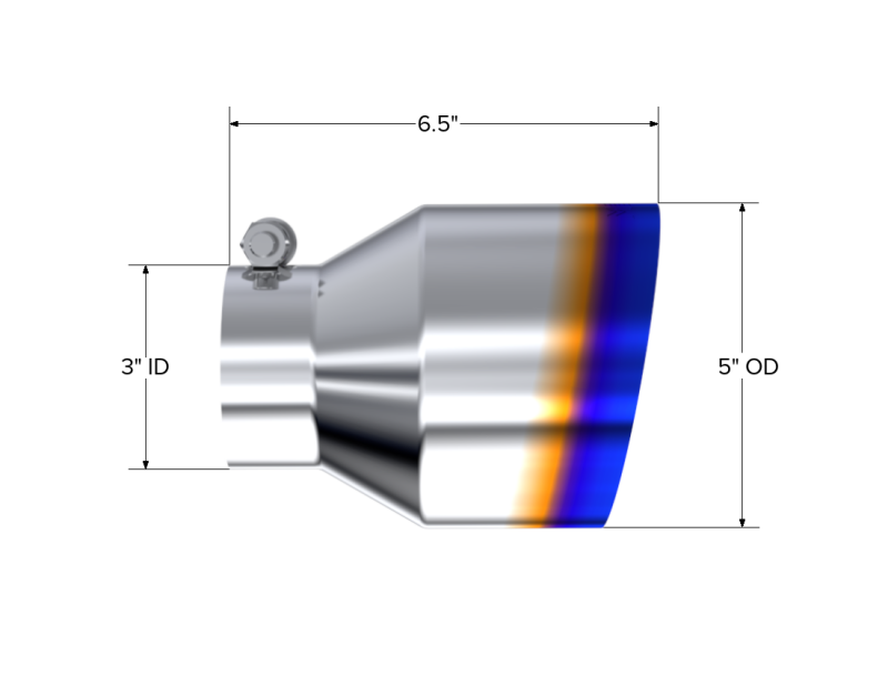 MBRP T304 Stainless Steel Burnt End Angle Cut Exhaust Tip - 3in. ID / 5in. OD / 6.5in. Length Secondary image