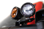 Addictive Desert Designs21-23 Ford Bronco/Raptor Dual Ditch Light Brackets with amber and clear pod lights.