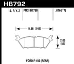 Hawk 15 Ford F-150 LTS Street Rear Brake Pads dimensions diagram