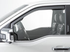 WeatherTech 21-23 Ford F-150 / 2023 Ford F-250/F-350/F-450 Front Side Window Deflectors - Dark Smoke installed view