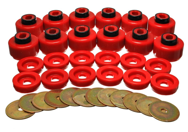 Energy Suspension Body Mount Set - Red for offroad performance upgrades