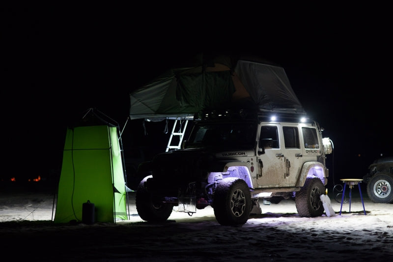 KC HiLiTES C-Series C2 LED 2in. Backup Area Flood Light 20w (Pair Pack System) - Black on Jeep at night