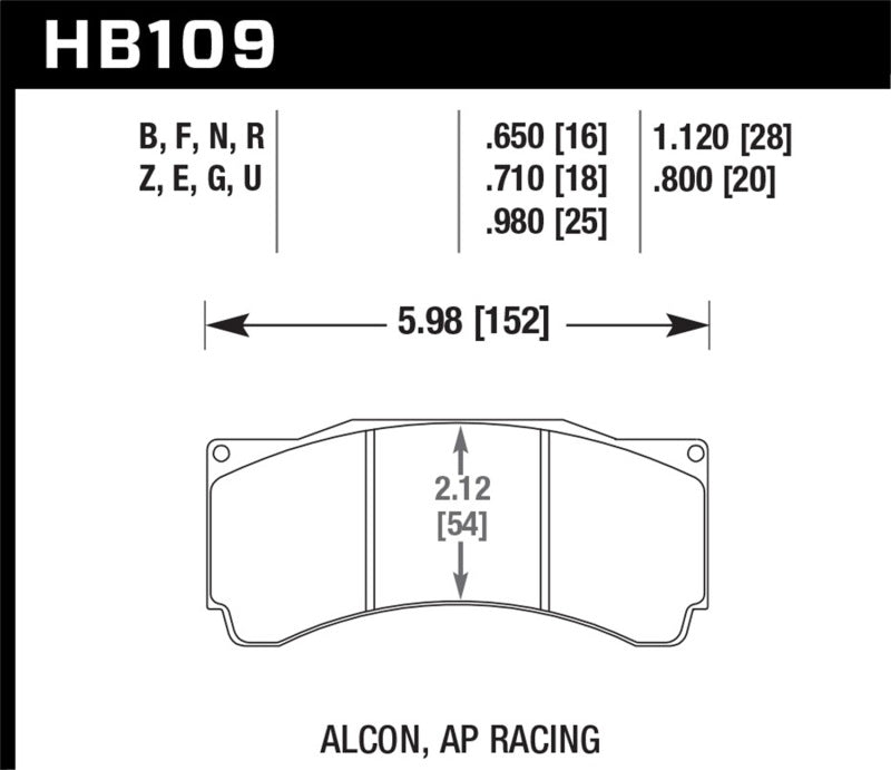 Hawk Performance Alcon/AP Racing ER-1 Motorsport Brake Pads Secondary image