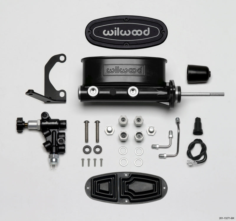 Wilwood HV Tandem M/C Kit w L/H Bracket & Prop Valve - 7/8in Bore Black-W/Pushrod Secondary image
