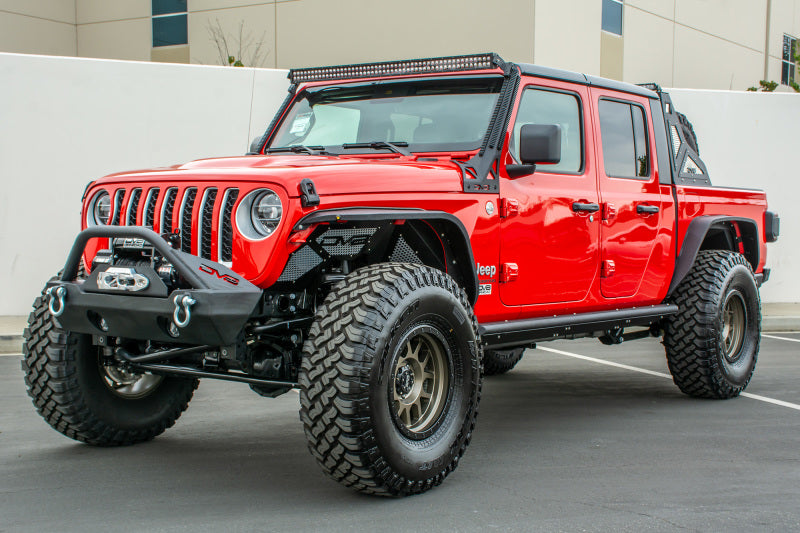 DV8 Offroad 2019+ Jeep Gladiator Side Step/Sliders on red Jeep