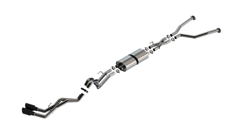 Borla 22-24 Toyota Tundra 3.4L V6 (Inc. Hyb.) Ext. Cab/STD Bed/145.7in WB ATAK Cat-Back - Blk Chrm. system components. Main image