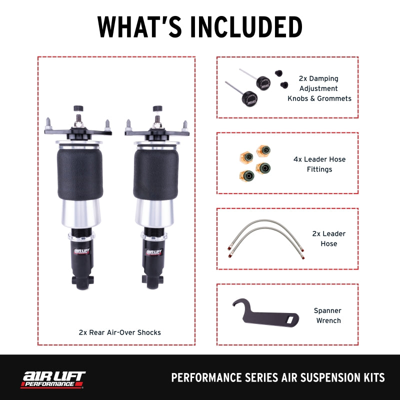 Air Lift Performance 15-21 Subaru WRX (VA) / 15-21 Subaru WRX STI (VA) Rear Air Suspension Kit components