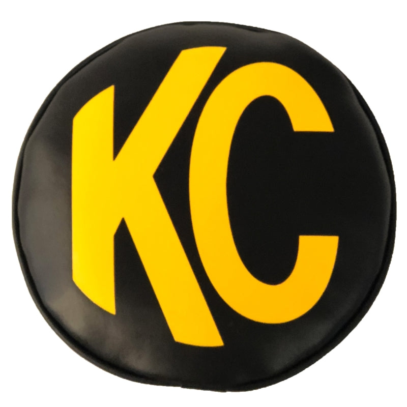 KC HiLiTES 8in. Round Soft Cover (Pair) - Black w/Yellow KC Logo Secondary image