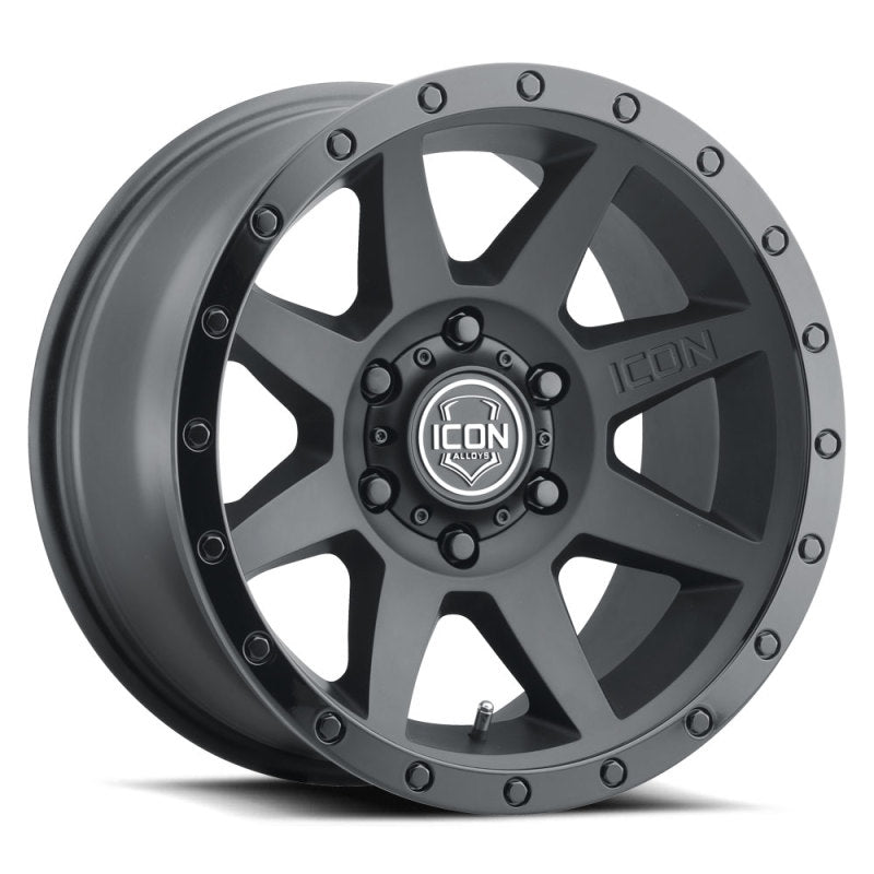 ICON Rebound 18x9 6x5.5 25mm Offset 6in BS 95.1mm Bore Double Black Wheel for offroad performance upgrades. Main image