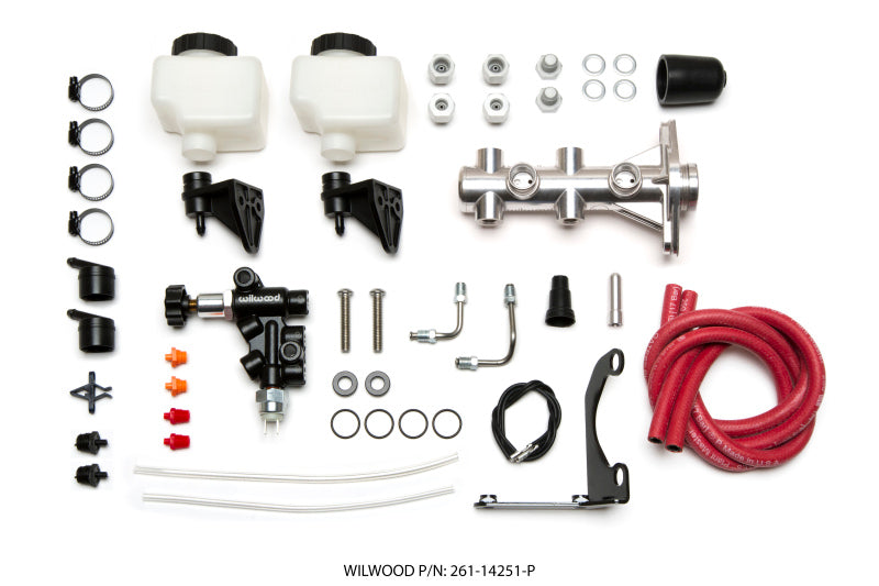 Wilwood Tandem Remote M/C Kit w L/H Bracket & Prop Valve - 1in Bore Ball Burnished Secondary image