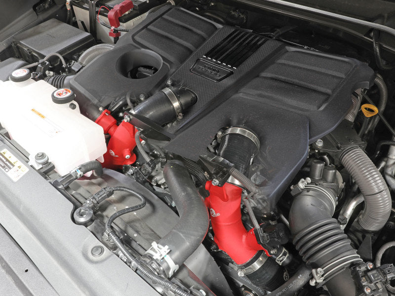 aFe 2022 Toyota Land Cruiser (J300) V6-3.5L (tt) BladeRunner 2.5in Aluminum Hot Charge Pipe - Red Secondary image