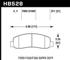 Hawk 05-11 Ford F250/F350 / 2011 Ford F550 Super Duty Street Front Brake Pads dimensions diagram