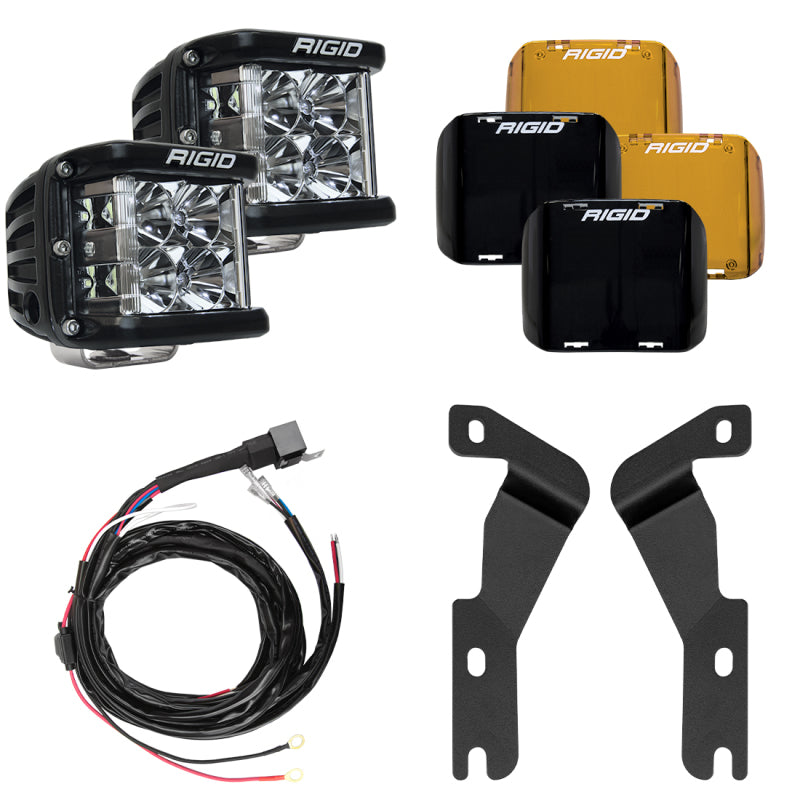 Rigid Industries 16-20 Toyota Tacoma A-Pillar Light Kit w/D-SS Flood accessories and wiring harness