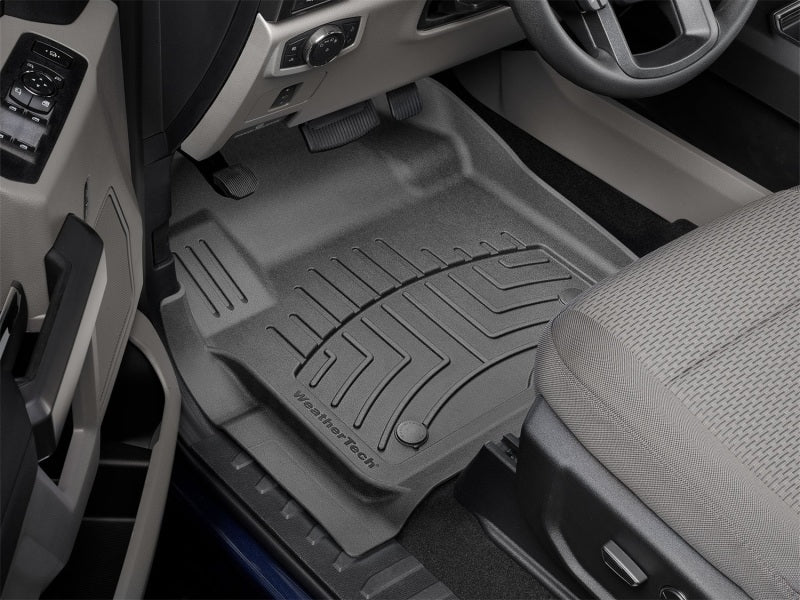 WeatherTech 2017+ Ford F-250/F-350/F-450/F-550 SuperCab/SuperCrew Front FloorLiner HP - Black installed in vehicle