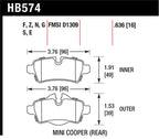 Hawk 07+ Mini Cooper HPS Street Rear Brake Pads specifications