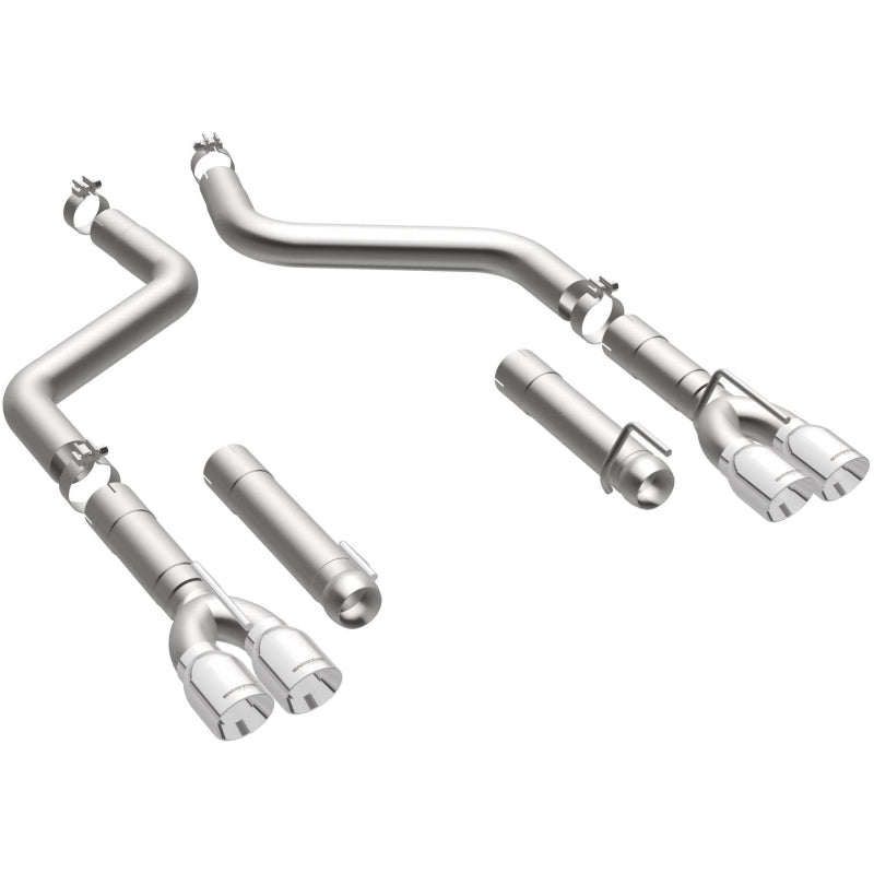MagnaFlow Axle-Back, SS, 3in, Quad Split Rear 3.5 Tips 2015 Dodge Challenger incl SRT Hellcat exhaust system components