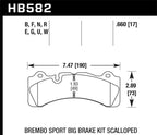 Hawk Brembo Scallped DTC-60 Race Brake Pads dimensions diagram