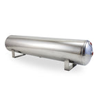 Air Lift 4 Gal Alum Tank - (2) 1/4in (2) 3/8in End & 1/4in Drain - 30in L X 6in D - Polished for offroad parts and accessories.